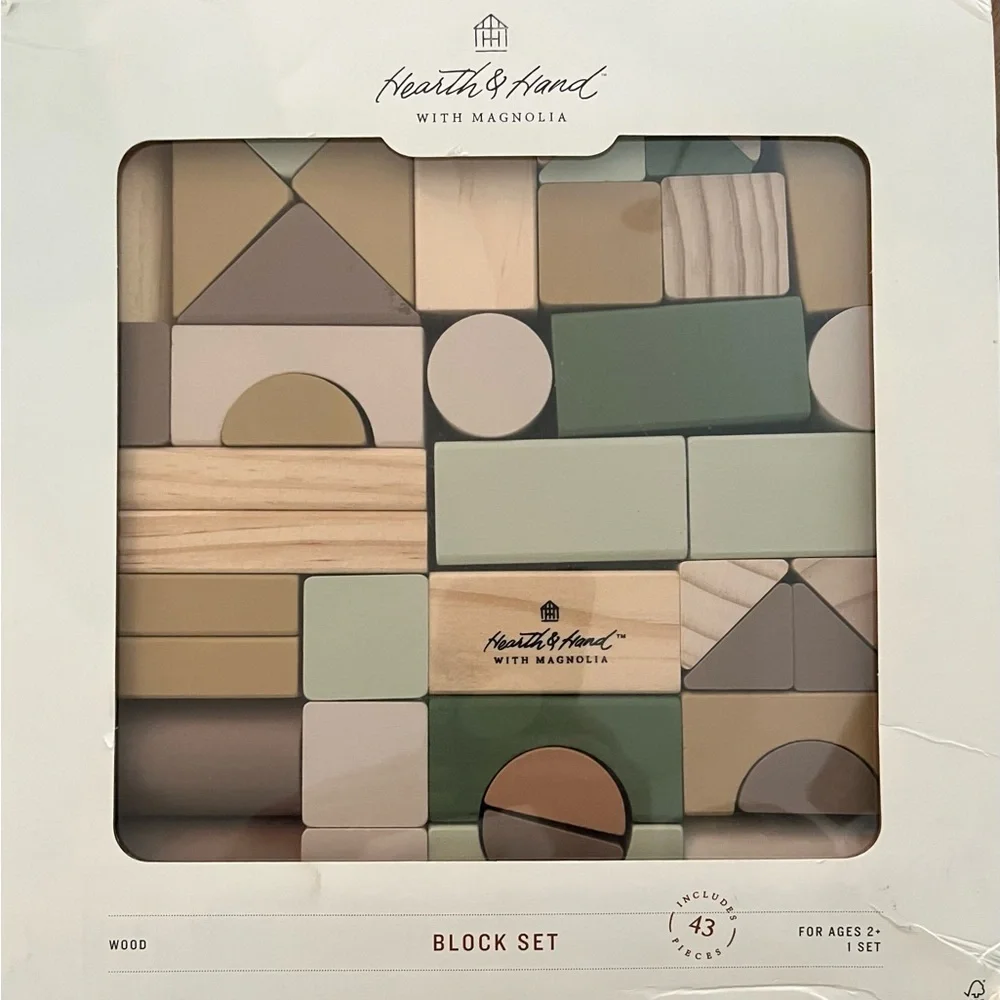 hearth & hand with magnolia toy building blocks set wood 43 pieces NWT NEW